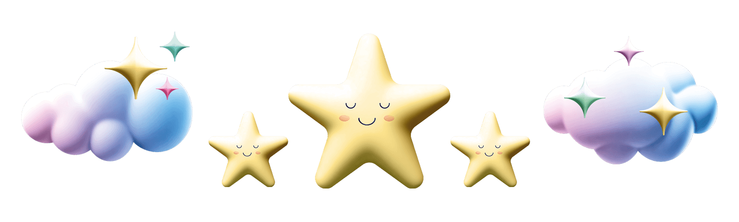 Decorative Clouds with Moon and Stars