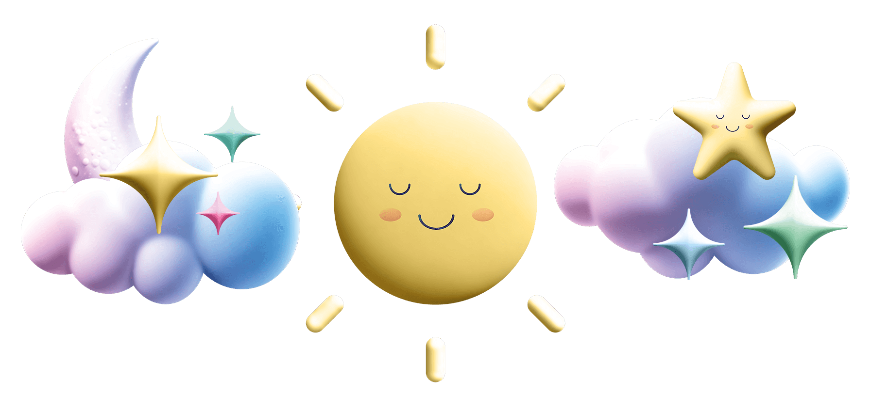 Decorative Clouds with Moon and Stars
